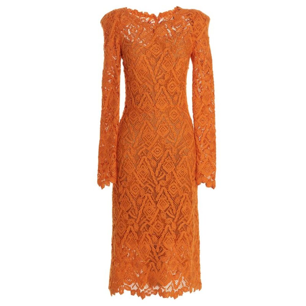 Ermanno Scervino Orange Wool Midi Women's Dress